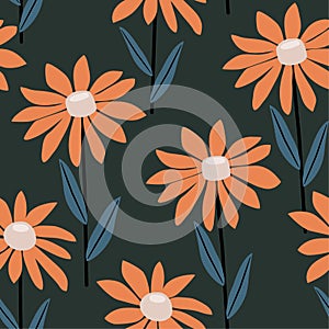 Stylized flowers pattern. Vector seamless texture.