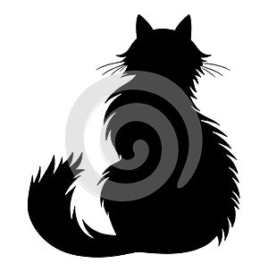 Stylized fluffy cat silhouette