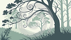 Stylized Forest Landscape Illustration, vector design Generative AI