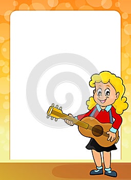 Stylized frame with girl guitar player