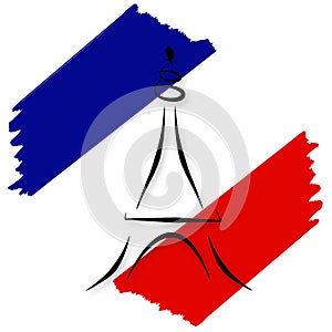 Stylized French Flag and Eiffel Tower