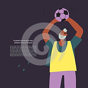 Stylized funny football player with a ball. Vector illustration