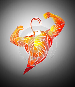 Stylized, geometric bodybuilder