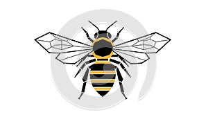 Geometric Bee Icon with Black and Yellow Stripes