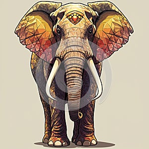 Stylized geometric illustration of an elephant (Loxodonta africana). The design is