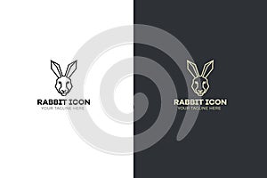 Stylized geometric Rabbit head illustration. Vector icon tribal hare design