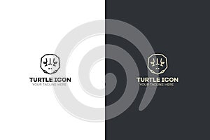 Stylized geometric turtle head illustration. Vector icon tribal tortoise design.