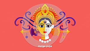 Stylized Goddess Durga Face with Decorative Elements