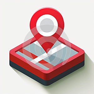 Stylized GPS Navigation Icon on Digital Map. Generative ai