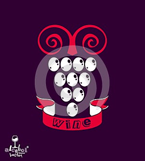 Stylized grape vine vector illustration. Winery symbol