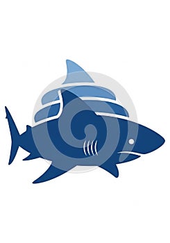 Stylized graphic featuring a blue shark