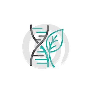 Double helix intertwined with a leaf symbolizing biogenetics or