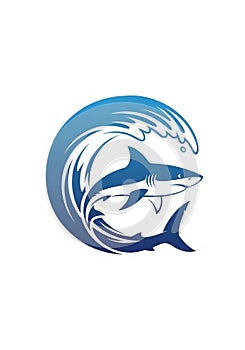 Stylized graphic featuring a shark within