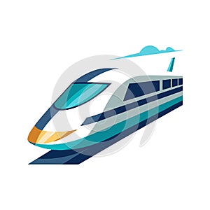 Modern High-Speed Train Illustration Against White Background for Transportation and Technology Concepts