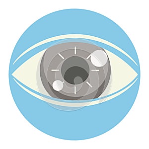 Stylized gray eye on a blue background