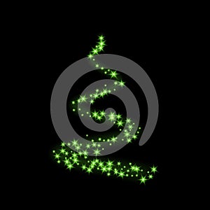 Stylized green Christmas tree as symbol of Happy New Year holiday or Merry Christmas celebration. Bright design element