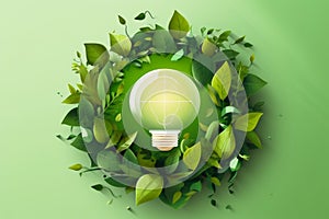 A stylized green energy lightbulb concept