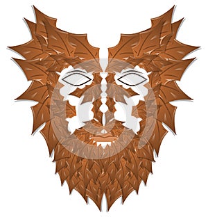 Stylized green man, folklore, colors, isolated.