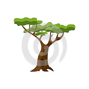 Stylized green tree. Cartoon Vector illustration
