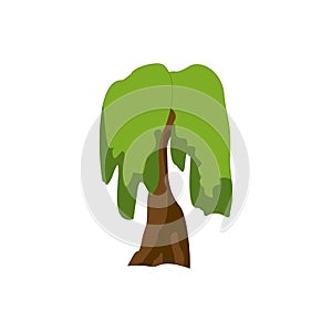 Stylized green tree. Cartoon Vector illustration