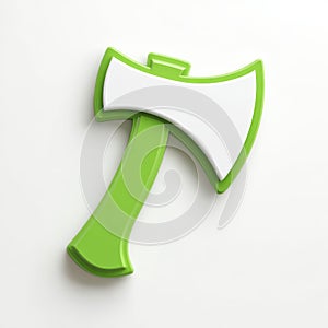 Stylized Green and White Axe on White Background