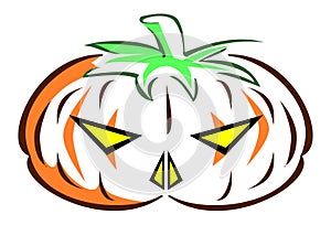 Stylized Halloween pumpkin, colors, isolated.