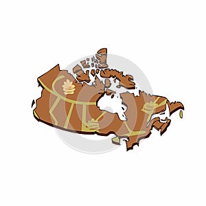 Stylized Isometric Map of Canada Illustration