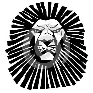 Stylized head of a lion head isolated on white background