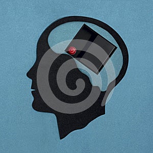 Stylized head silhouette. Symbolic image of claustrophobia