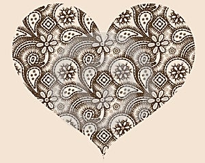 Stylized heart with abstract ornament