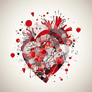 Stylized Heart Design with Arrows, Cracks, and Blockages for Medical Websites and Presentations.