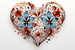 Stylized heart with flowers