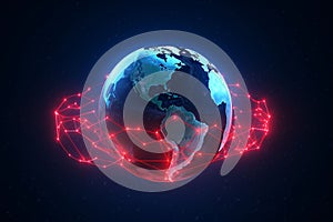 Stylized heartbeat line forming a globe