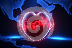 Stylized heartbeat line forming a globe