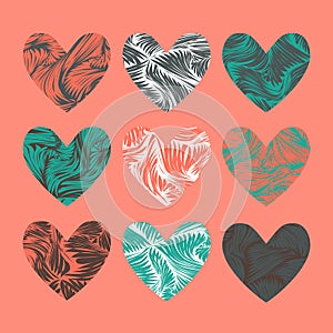 Stylized hearts.