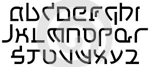 Stylized hebrew alphabet.Vector decorative font.