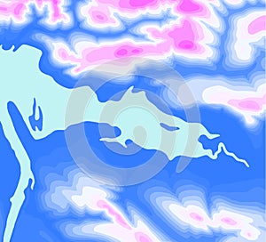 The stylized height of the topographic contour in lines and contours. The concept of a conditional geography scheme