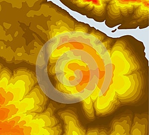 The stylized height of the topographic contour in lines and contours. The concept of a conditional geography scheme and the terrai