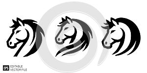 Stylized Horse Head Logo Vector Set