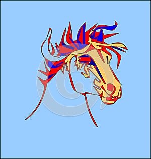 Stylized horse head on a white background