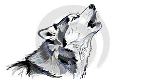 Stylized Howling Wolf Vector Illustration