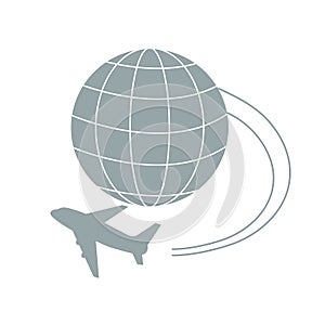 Stylized icon of flights to any point of the earth