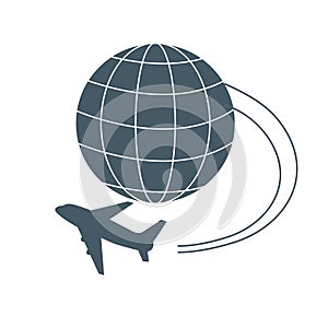 Stylized icon of flights to any point of the earth