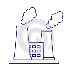 Stylized icon of the oil refinery plant with smoking chimneys