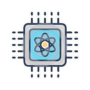 Quantum Processor Atom Icon chip science