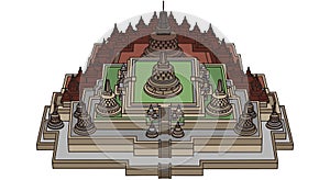 Borobudur Temple Mahayana Buddhist Monument in Java - AI Generated