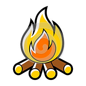 Stylized illustration of campfire. Nature icon for outdoor design.