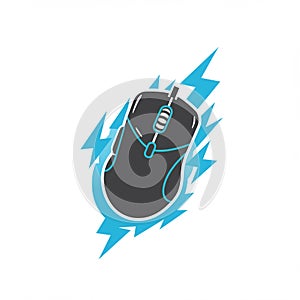 Stylized illustration of a computer mouse on a white background, predominantly black