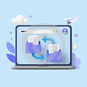Data Transfer on Laptop Illustration