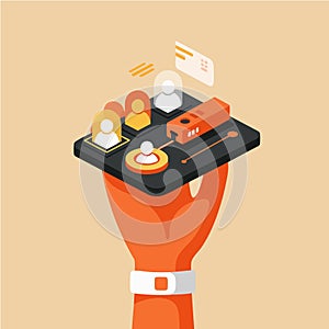 Digital Interface and Hand Illustration